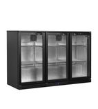 BA31H-3 311 Ltr Undercounter Triple Hinged Glass Door Black Back Bar Bottle Cooler