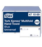 Image of Xpress Y038 Multifold Hand Towels Blue H2 1-Ply (Pack of 12)