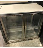 BAR2SS 200 Ltr Undercounter Double Hinged Glass Door Stainless Steel Back Bar Bottle Cooler - Graded