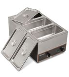 BBM1 3 x 1/3GN Electric Countertop Wet Heat Bain Marie With Tap & Pans