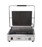 FC382 Electric Single Contact Panini Grill - Ribbed Top & Flat Bottom