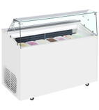 TOP7E 7 x Napoli Pan White Flat Glass Ice Cream Display Freezer