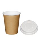 SA434 Special Offer Brown 225ml Hot Cups and White Lids (Pack of 1000)