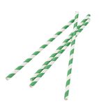 DE928 Paper Straws Green Stripes 210mm (Pack of 250)