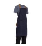 Image of B980 Denim Bib Apron Blue with Tan Ties