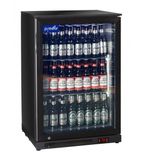 NT1BH 126 Ltr Undercounter Single Glass Door Black Back Bar Bottle Cooler