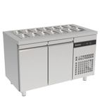 Image of ZNF99 274 Ltr 2 Door Stainless Steel Refrigerated Pizza / Saladette Prep Counter
