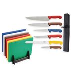 S122 Special Offer Low Density Chopping Boards and Knife Set (Pack of 6 Boards)