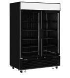 LGC5000 BLACK 1108 Ltr Upright Double Hinged Glass Door White Display Fridge With Canopy