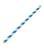 Image of DW198 Biodegradable Paper Straws Blue Stripes 200mm (Pack of 250)