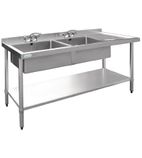 U908 1800w x 600d mm Stainless Steel Double Sink With Right Hand Drainer