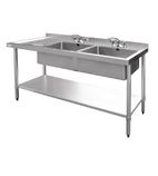 U909 1800w x 600d mm Stainless Steel Double Sink With Left Hand Drainer