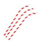 FB142 Bendy Paper Straws Red Stripes 210mm (Pack of 250)