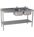 SINKD1560DBL 1500w x 600d mm Stainless Steel Double Sink With Left Hand Drainer