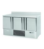 ME1003II 355 Ltr 3 Door Stainless Steel Refrigerated Prep Counter With Coved Upstand
