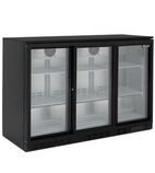 BAR3SL 310 Ltr Undercounter Triple Sliding Glass Door Black Back Bar Bottle Cooler