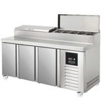 SPIZ-180 428 Ltr 3 Door Stainless Steel Refrigerated Pizza / Saladette Prep Counter