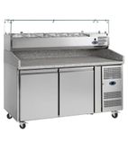 PT1200 370 Ltr 2 Door Stainless Steel Refrigerated Pizza / Saladette Prep Counter