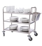 F995 Stainless Steel 3 Tier Clearing Trolley Large