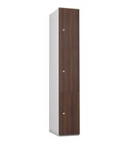 DE685-P Three Door Padlock Locker Walnut Finish