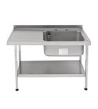 E20612L 1500w x 650d mm Stainless Steel Single Sink With Left hand Drainer (Self Assembly)