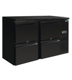 U-Series GL455 349 Ltr Undercounter 4 Drawer Black Back Bar Bottle Cooler