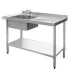 U904 1200w x 600d mm Stainless Steel Single Sink With Right Hand Drainer