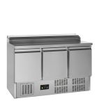 GSS435 348 Ltr 3 Door Stainless Steel Refrigerated Pizza / Saladette Prep Counter