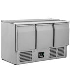 Image of BSP3 368 Ltr 3 Door Stainless Steel Refrigerated Pizza / Saladette Prep Counter