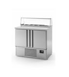 ME1000PIZZA 230 Ltr 2 Door Stainless Steel Refrigerated Pizza / Saladette Prep Counter With Granite Worktop
