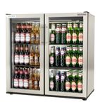 Image of EcoChill RVC00007 182 Ltr Undercounter Double Hinged Glass Door Stainless Steel Back Bar Bottle Cooler