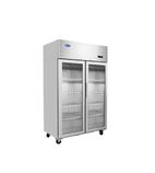 YCF9402GR 900 Ltr Upright Double Hinged Glass Door Stainless Steel Display Fridge