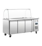 U-Series CT394 358 Ltr 3 Door Stainless Steel Refrigerated Pizza / Saladette Prep Counter
