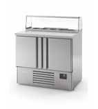 ME1000PIZZA 230 Ltr 2 Door Stainless Steel Refrigerated Pizza / Saladette Prep Counter With Granite Worktop