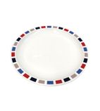 D7811SQ Rectangles 23cm Plate - Red, Blue & Grey