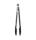 Image of DX306 Silicone Tipped Stainless Steel Tongs Black 11''