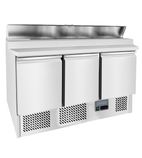 HEF570 380 Ltr 3 Door Stainless Steel Refrigerated Pizza / Saladette Prep Counter