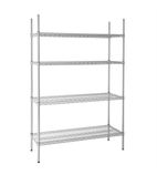 L928 1220w x 460d mm Chrome Wire Shelves 4 Tier