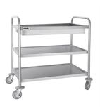 CC365 Stainless Steel 3 Tier Deep Tray Mobile Clearing Trolley