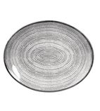 Studio Prints Homespun DA274 Stone Grey Oval Coupe Plate 317 x 255mm