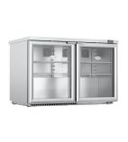 HR360G 360 Ltr  Undercounter Double Hinged Glass Door Stainless Steel Display Fridge