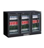 G-Series CB932 335 Ltr Undercounter Triple Hinged Glass Door Black Back Bar Bottle Cooler