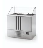 Image of ME1000KB 230 Ltr 2 Door Stainless Steel Refrigerated Pizza / Saladette Prep Counter With Glass Display