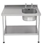 E20601LTPA 1000mm Stainless Steel Sink (Fully Assembled)