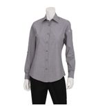 Womens Chambray Long Sleeve Shirt Grey L - BB074-L