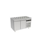 Image of ZNF99-HC 274 Ltr 2 Door Stainless Steel Refrigerated Pizza / Saladette Prep Counter