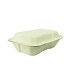 Image of GH026 Compostable Bagasse Clamshell Hinged Meal Boxes 228mm