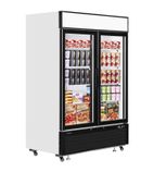 LGF5000 1108 Ltr Upright Double Hinged Glass Door White Display Freezer