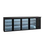 E3/2222GMU84 687 Ltr Undercounter Four Hinged Glass Door Black Back Bar Bottle Cooler