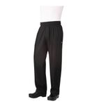 Unisex Basic Baggy Zip Fly Chefs Trousers Black L - B698-L